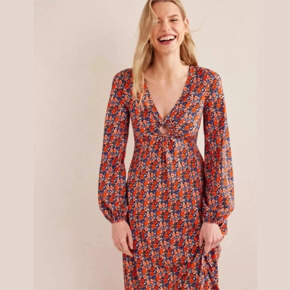 NWT BODEN Floral Peep Hole Jersey Midi Dress Size US 8 UK 12 - Picture 3 of 8